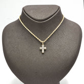 10k Yellow Gold 0.32CT Diamond Baguette Cross Pendant 1.5g Mens Religious Charm